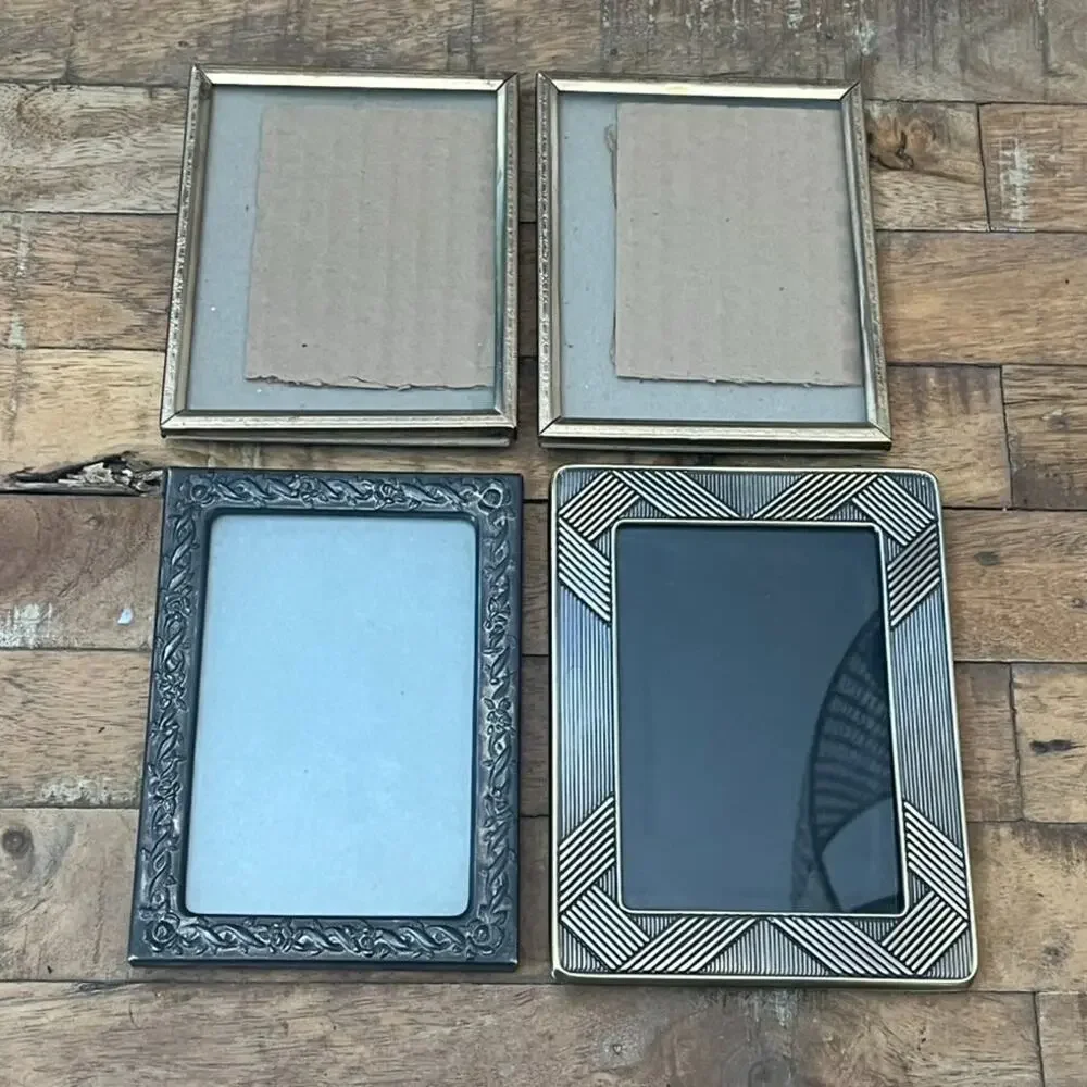 Set of 4 Mixed Silver Plated Picture Frames Ornate & Geometric Patterns